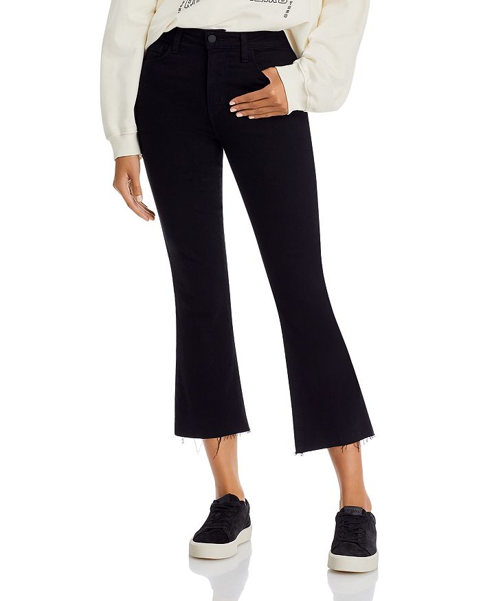 L'AGENCE Kendra High Rise Crop Flare Jeans in Black | Bloomingdale's