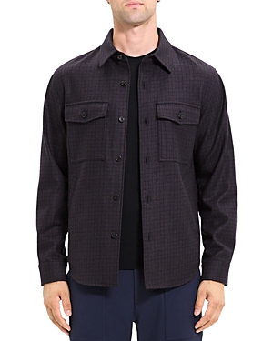 Shop Theory Garvin Ansedonia Overcheck Regular Fit Button Down Shirt In Mink Multi