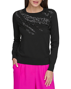 Dkny Sequin Sweater In Black