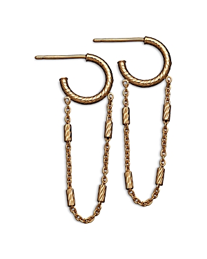 Shop Jennifer Zeuner Helmut Chain Drop Hoop Earrings In 18k Gold Plated Sterling Silver
