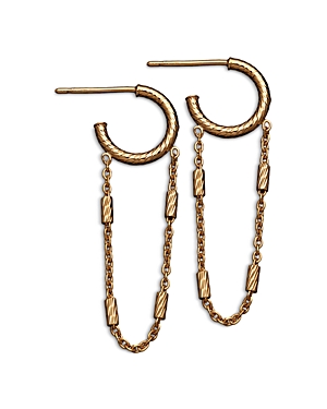 Jennifer Zeuner Helmut Chain Drop Hoop Earrings in 18K Gold Plated Sterling Silver