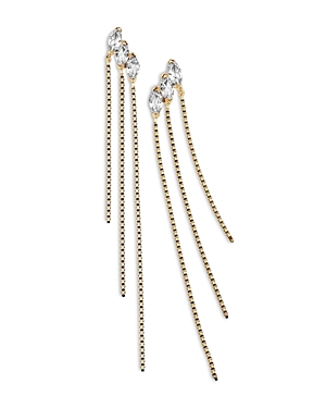 Jennifer Zeuner Torre White Sapphire Triple Chain Drop Earrings in 18K Gold Plated Sterling Silver