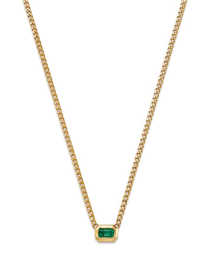 Zoë Chicco 14K Yellow Gold Emerald Gemstones Bezel Pendant Necklace, 14 ...