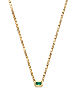 Zoë Chicco 14k Yellow Gold Emerald Gemstones Bezel Pendant Necklace, 14-16 In Green/gold