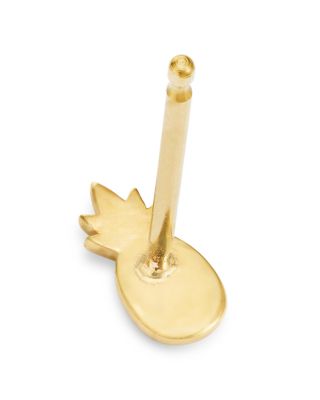 14K Yellow Gold Itty Bitty Symbols Pineapple Single Stud Earring