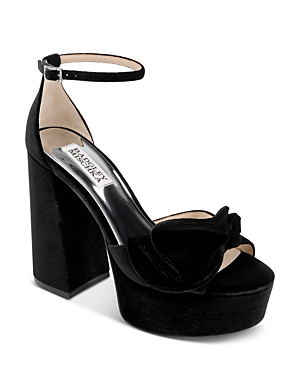 Shop Badgley Mischka Women's Zoelle Ankle Strap Bow High Heel Sandals In Black Velvet