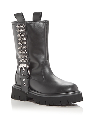 Moschino Women's Spike Studded Moto Boots In Black