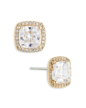 Nadri Halo Square Stud Earrings In Gold