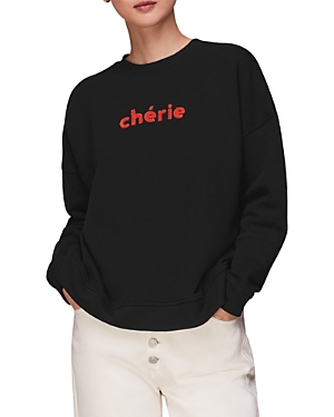 Whistles Cotton Cherie Logo Sweatshirt In Black