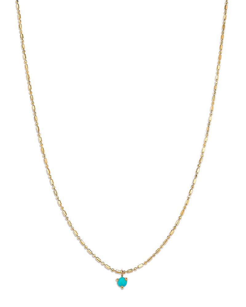 Zoë Chicco 14k Yellow Gold Turquoise Solitaire Pendant Necklace, 16-18 In Blue/gold