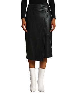 Bagatelle Faux Leather A Line Midi Skirt In Black