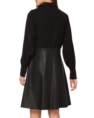 gracia faux leather armored sleeve dress Lamarque Scottie Faux Leather Straight Leg Pants- Black – Styleartist