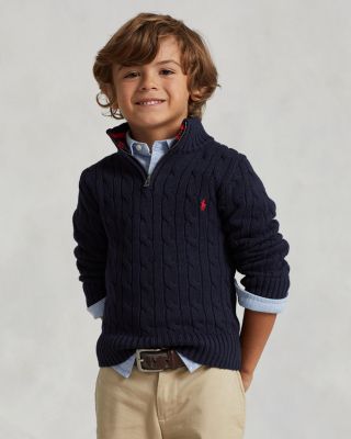 Ralph Lauren Boys' Cable-Knit Cotton Quarter-Zip Sweater - Little