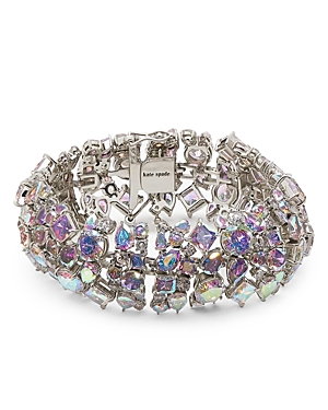 kate spade new york Beaming Bright Cubic Zirconia Cluster Statement Flex Bracelet in Silver Tone
