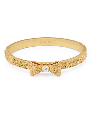 kate spade new york Wrapped In A Bow Cubic Zirconia Bow Bangle Bracelet in Gold Tone