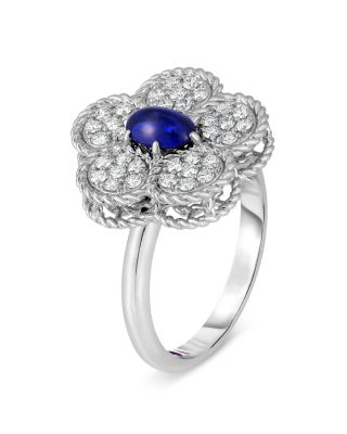 Roberto Coin - 18K White Gold Daisy Blue Sapphire & Diamond Flower Ring - Exclusive