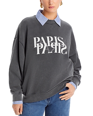 Shop Anine Bing Jaci Paris Sweatshirt In Washed Black