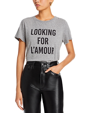 Cinq À Sept Cinq A Sept Looking For L'amour Cotton Tee In Heather Grey/black