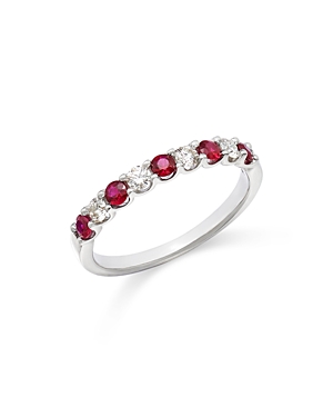 Bloomingdale's Diamond & Precious Stone Band In 14k White Gold In Pink/white