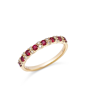 Bloomingdale's Ruby & Diamond Band In 14k Yellow Gold In Red/gold