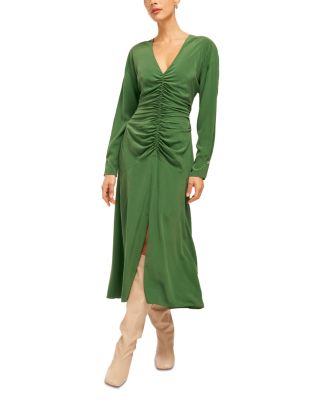 Equipment - Arya Silk Ruched Midi Dress