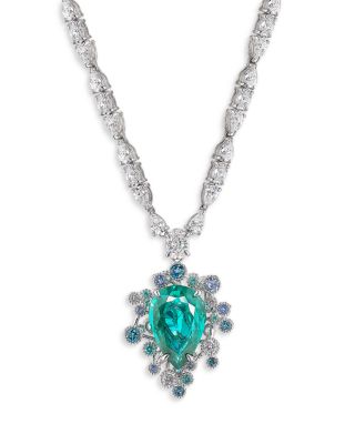 18K White Gold-Plated Constellation Blue Motif Lab-Created Gemstone Convertible Pendant Necklace, 16.14 - 29.9&amp;quot;