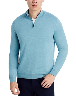 The Men's Store At Bloomingdale's Quarter-zip Merino Sweater - 100% Exclusive In Teal