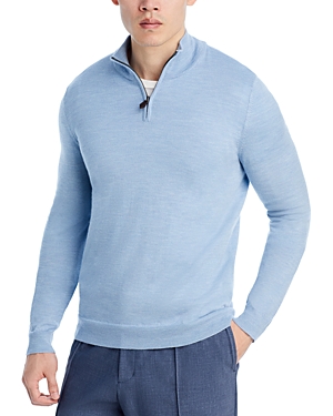 The Men's Store At Bloomingdale's Quarter-zip Merino Sweater - 100% Exclusive In Sky Blue