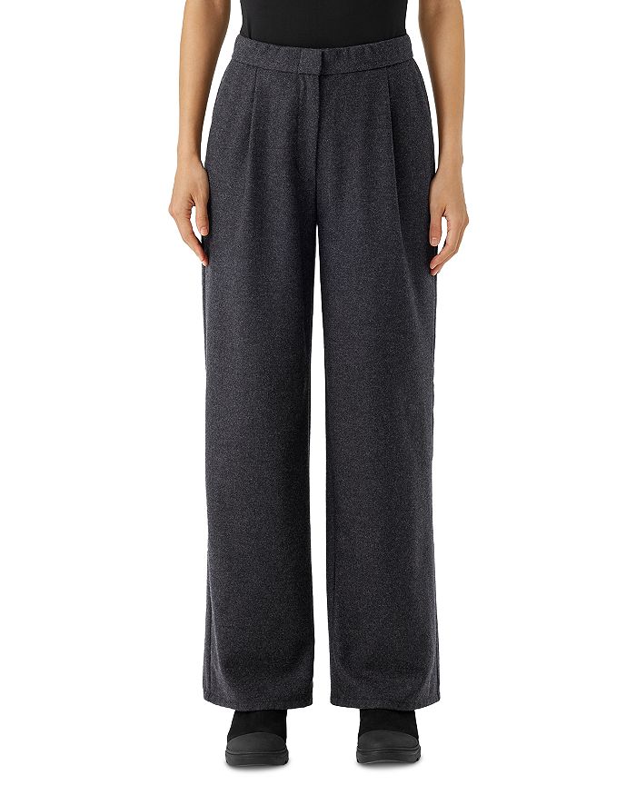 Eileen Fisher Wool Pleated Wide Leg Pants | Bloomingdale's