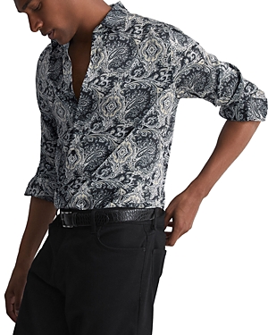 Reiss Black Multi Cousin Paisley Print Button-through Shirt In Black Multi