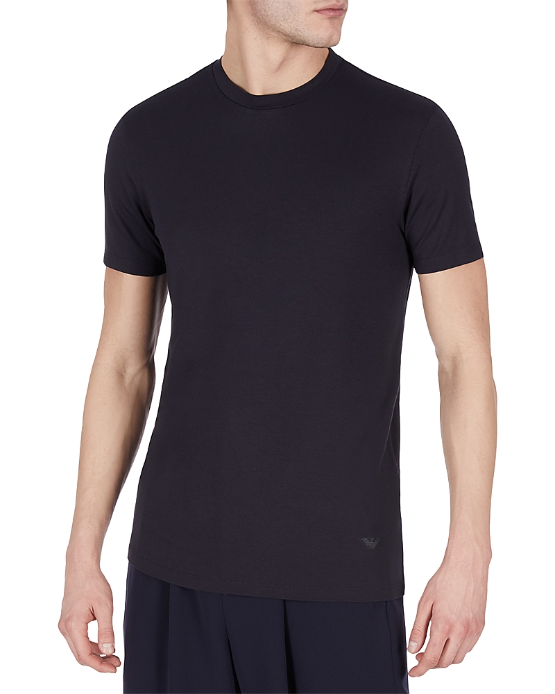 Emporio Armani Slim Fit Stretch Short Sleeve Logo Crewneck Tee In Solid Medium