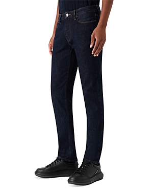 Shop Emporio Armani Slim Fit Jeans In Solid Dark