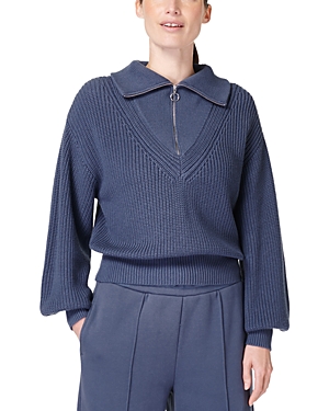 Shop Sweaty Betty Modern Collared Half Zip Sweater In Endless Blue