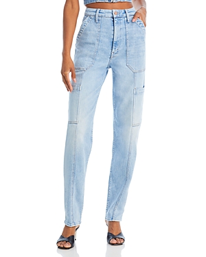 Mother The Private Double Pocket High Rise Straight Jeans in Tea Time