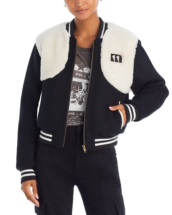 MOTHER The Vested Varsity Bomber Jacket Bloomingdale s