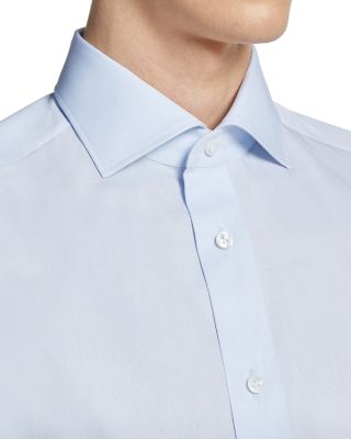 Centoventimila Cotton Micro Striped Regular Fit Dress Shirt