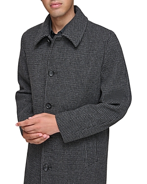 Andrew Marc Rennel Mini Houndstooth Check Top Coat In Charcoal