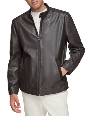 Andrew Marc Varkas Leather Full Zip Racer Jacket