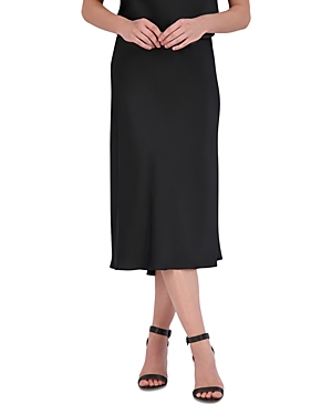 Bcbgmaxazria Pull On Midi Slip Skirt In Black