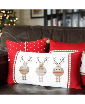 Round Reindeer Holiday Throw Pillow, 10&amp;quot; x 20&amp;quot;