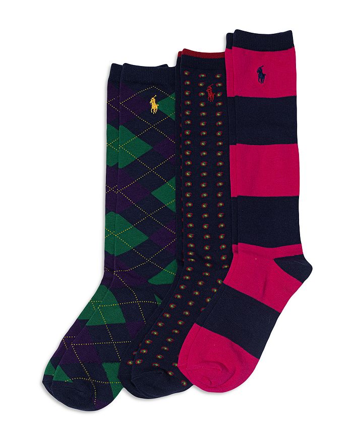 Ralph Lauren Polo Girls Knee High Socks 3 Pack Little Kid Big
