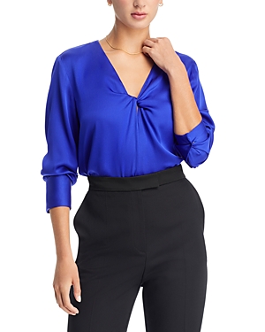 Hugo Boss Bidinta Twist Front Shirt In Open Blue