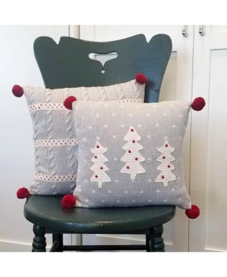 Cable Knit Holiday Throw Pillow, 14&amp;quot; x 14&amp;quot;