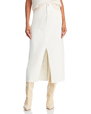 Frame The Midaxi Skirt Angled Seam Raw After Ecru Denim In Ecru