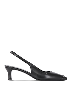 Shop The Kooples Women's Micro Studded Pointed Cap Toe Slingback Pumps In Black