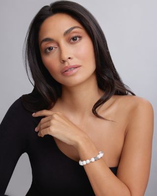 Sterling Silver Maya Ball Beaded Howlite Bracelet, 10mm