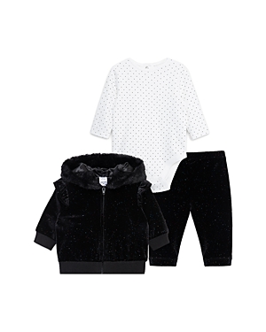 Shop Little Me Girls' Sparkle Bodysuit, Jacket & Pants - Baby In Black