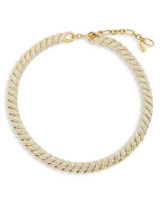 Sculpted Cable Necklace in 18K Yellow Gold with Diamonds, 8.5mm