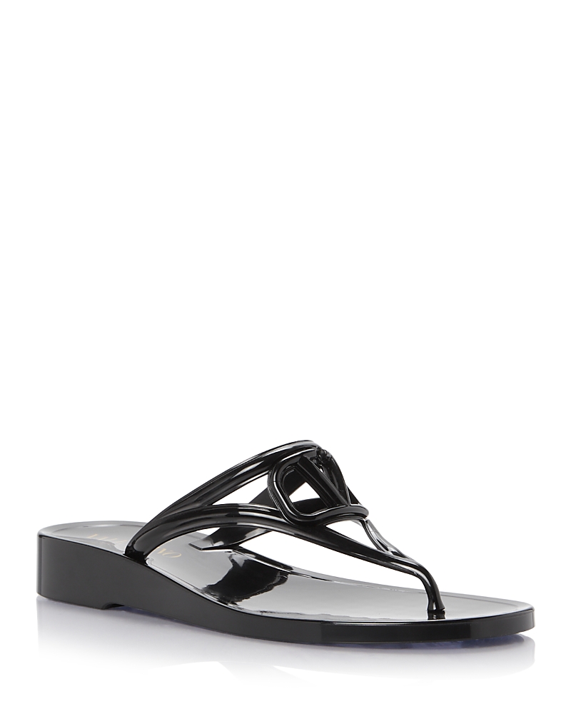 Valentino Garavani Woman Thong Sandal Black Size 8 Synthetic Fibers