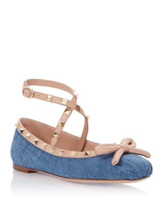 Valentino Garavani - Women's Embellished Ankle Strap Ballet Flats